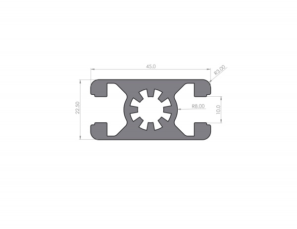 Aluminum profile 22.5x45 groove 10 B type